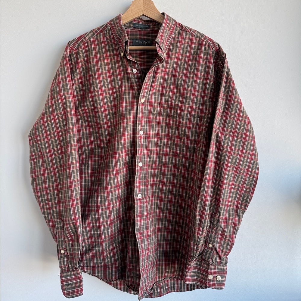 Vintage‎ Lyle & Scott Red Plaid Men's Shirt - Large